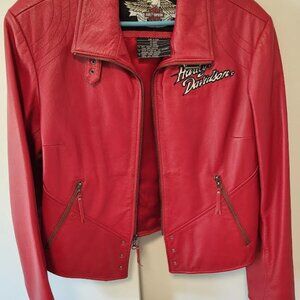 Vintage Women's Size 12 Harley-Davidson Red Leather Jacket